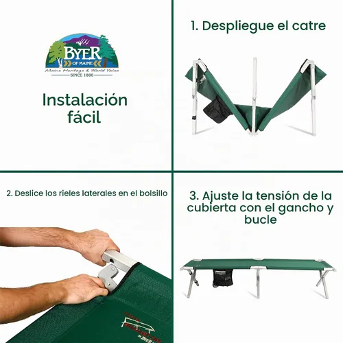 Vista 4 de BYER OF MAINE Cuna militar, verde, cunas para dormir, resistente, acero
