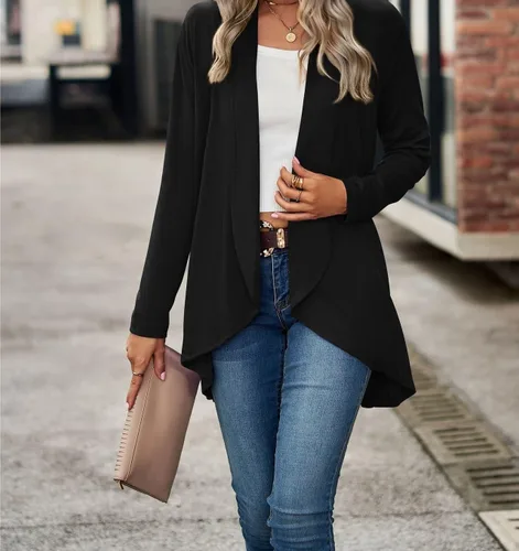 Vista 4 de ONDIAN Cárdigan de punto gofre para mujer, con frente abierto, manga larga, suéteres acogedores, sueltos, informales, ligeros, clásicos, ropa