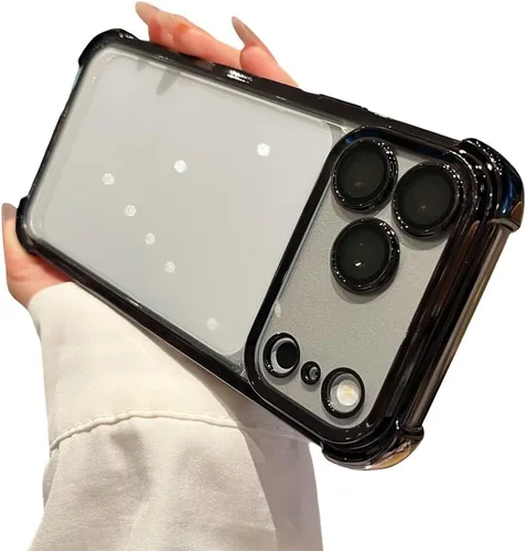 Vista 12 de Casechics Funda compatible con iPhone, protector de esquina galvanizado de cristal, transparente, suave, a prueba de golpes, color negro, iPhone 11