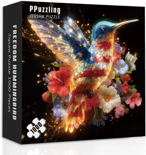 Vista 11 de Rompecabezas de 1000 piezas para la familia de pájaros lindos para adultos, coloridos pájaros con sombreros y bufandas, rompecabezas de animales