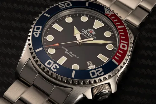 Vista 5 de Orient Triton Reloj automático para hombre con bisel Pepsi con esfera azul RA-AC0K03L10B, plateado, Buzo