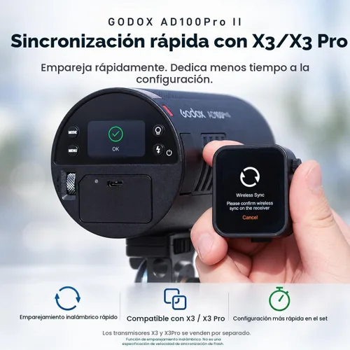 Vista 6 de Godox AD100Pro II AD100 Pro II 100Ws TTL Flash, 2.4G Wireless X System