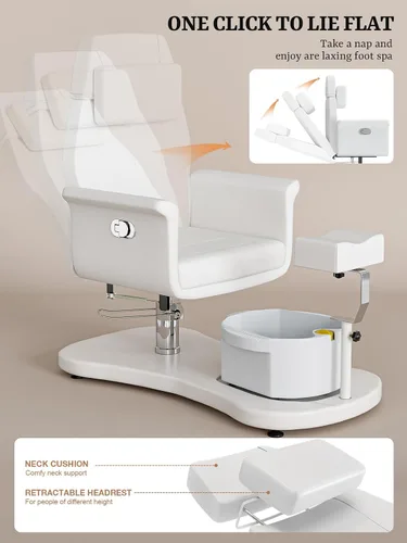 Vista 4 de OKAKOPA Silla de pedicura sin fontanería para tecnología de uñas, estación de pedicura portátil con soporte de pedicura y cuencos, silla de spa