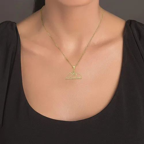 Vista 3 de Colgante de mariposa con nombre personalizado, oro blanco o rosa de 10 quilates o 14 quilates, hecho a medida con cualquier nombre, elección de metal