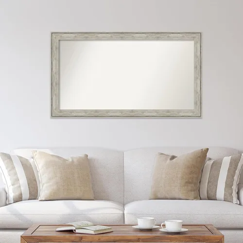 Vista 4 de Amanti Art Silver Wall & Bathroom Mirror for Over Sink, 29x51 Large Mirror Crackled Metallic