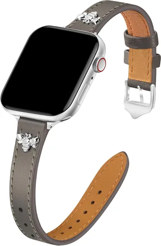 Vista 25 de JR.DM Correas de cuero delgadas compatibles con Apple Watch Band 1.496 in 1.575 in 1.614 in 1.654 in 1.732 in 1.772 in 1.811 in 1.929 in, correa