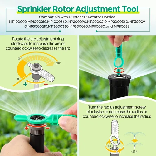 Vista 6 de Kit de herramientas de boquilla de aspersor de 18 piezas compatible con rociadores emergentes RainBird/Hunter, incluye boquilla de arco variable
