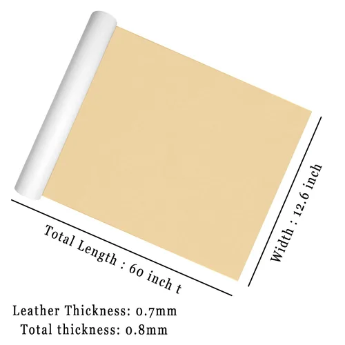 Vista 3 de Kit de parches de reparación de cuero para muebles de 12.6 x 60 pulgadas, cinta de cuero autoadhesiva duradera e impermeable beige, parche de cuero