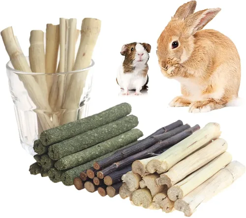 Vista 8 de Juguetes de conejo, 30 unidades, 3 sabores para rechinar dientes, juguetes masticables para hámsters, cobayas, chinchillas 30Pcs