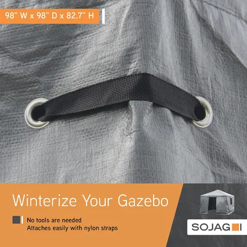 Vista 6 de Sojag Cubierta de invierno para cenadores, accesorio impermeable de 8 x 8 pies con puerta enrollable y paneles ventilados, almacenamiento al aire