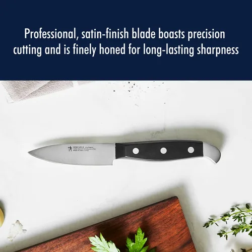 Vista 8 de HENCKELS Statement - Juego de cuchillos de afeitar afilados, cuchillo Santoku de 7 pulgadas, cuchillo de pelar, diseño alemán informado por más