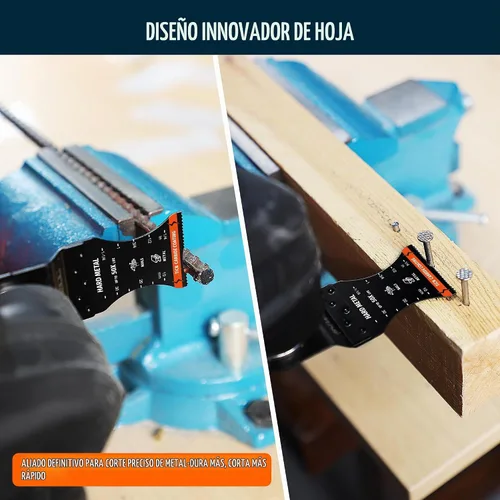 Vista 5 de 3 hojas de sierra oscilantes con revestimiento de carburo TiCN, cuchillas aerodinámicas resistentes para cortar tornillos, clavos, pernos