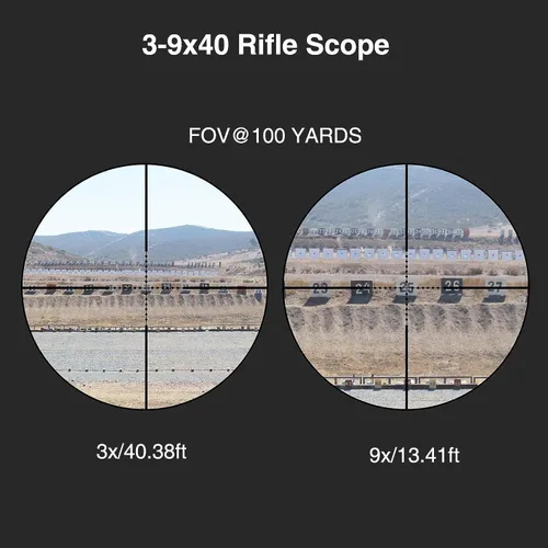 Vista 3 de CVLIFE Alcance del rifle 3-9x40, visor óptico iluminado rojo y verde, alcance del tubo de 1 pulgada para la caza con los soportes