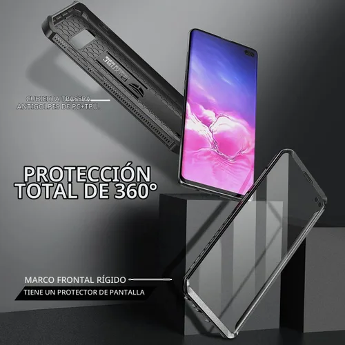 Vista 4 de Dexnor Funda para Samsung Galaxy S10+ Plus, [protector de pantalla y soporte integrados] Protección de grado militar resistente a prueba de golpes