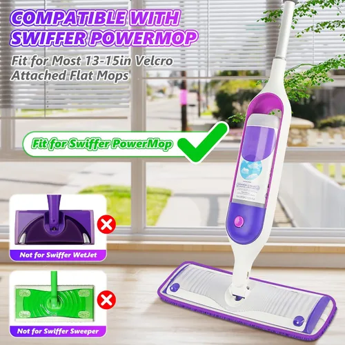 Vista 2 de Almohadillas reutilizables compatibles con Swiffer PowerMop – SEVENMAX de microfibra de 15 pulgadas, almohadillas de repuesto para trapeador
