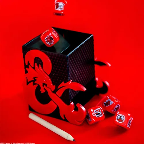 Vista 7 de YAHTZEE: Dungeons & Dragons Torre de dados coleccionables Dados con dragón, oso búho, cubo gelatinoso, imitador, desollador de la mente