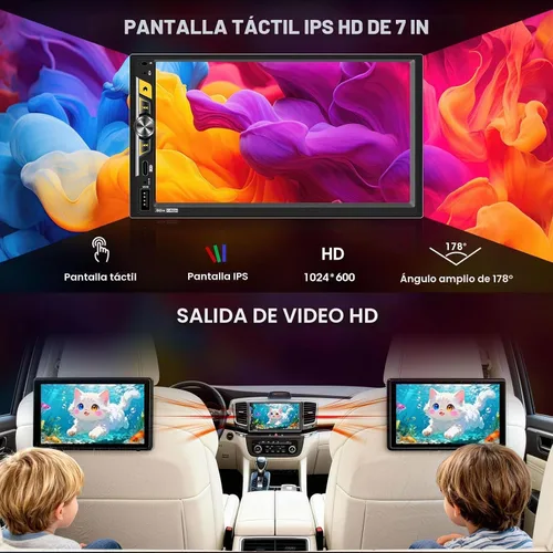Vista 4 de Estéreo de pantalla táctil doble DIN de 7 ": radio de coche inalámbrica CarPlay Android Auto