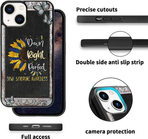 Vista 4 de Funda de teléfono de concientización de síndrome de Down Perfect Down para iPhone 16 16E 15 14 13 12 11 Pro Max S25 S24 S23 S22 S21 FE Ultra Plus