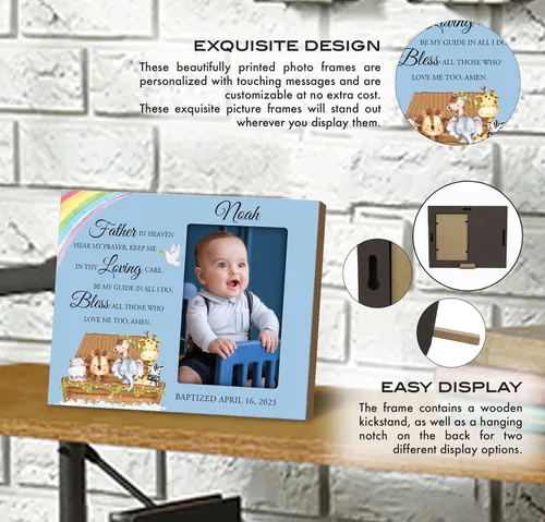 Vista 3 de LifeSong Milestones Marco de fotos de bautismo, regalos de bautismo personalizados para niñas, niños, padrinos, regalos de baby shower, recuerdos