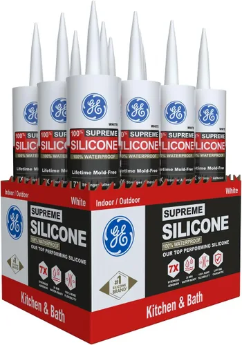 Vista 7 de GE Supreme Masilla de Silicona para Cocina y Baño, Transparente, Cartucho de 10 fl oz, Paquete de 1 - Sellador de Silicona 100% Impermeable