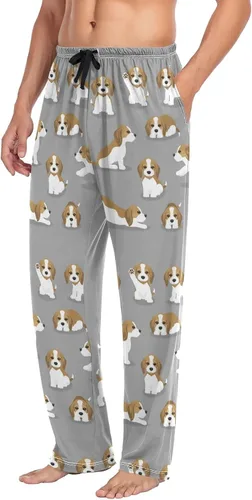 Vista 4 de Pantalones de pijama de cuadros blancos y negros para hombre, pantalones de descanso separados suaves para hombres