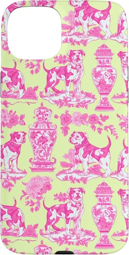 Vista 9 de Chinoiserie Dog Yellow Pink Toile Preppy Grandmillennial Case for iPhone 16