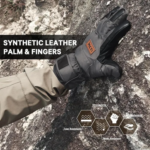 Vista 4 de MCTi Winter Gloves Men's Waterproof Insulated Snow Gloves for Cold Weather