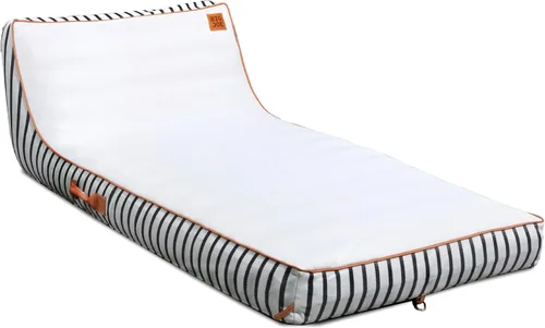 Vista 10 de Big Joe Lux Chaise - Flotador inflable prémium para piscina, rayas azul marino y marfil, malla de primera calidad, mezcla de poliéster duradera