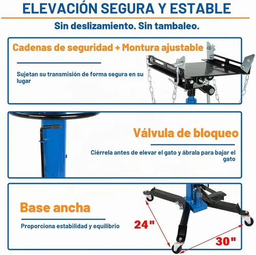 Vista 6 de gato de transmisión de 1600 lb, gato telescópico hidráulico de elevación alta, telescópico de 2 etapas ajustable con pedal de pie y ruedas Azul