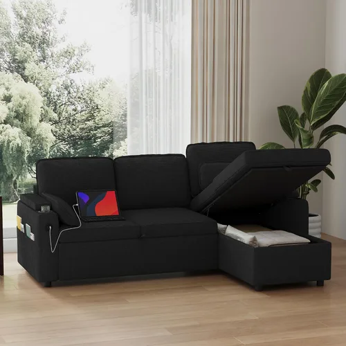 Vista 17 de Wrofly - Sofá cama de felpilla 3 en 1, sofá biplaza extraíble, beige y blanco Blanco beige
