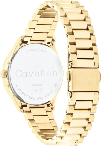 Vista 3 de Calvin Klein Reloj unisex de cuarzo iónico fino de acero chapado en oro y pulsera de eslabones, color chapado en oro (Modelo 25200221), Dorado