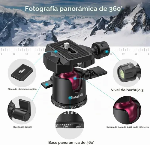 Vista 2 de SmallRig Mini trípode para cámara, trípode de mesa de escritorio actualizado con placa QR compatible con tipo Arca, cabezal de bola de 360°