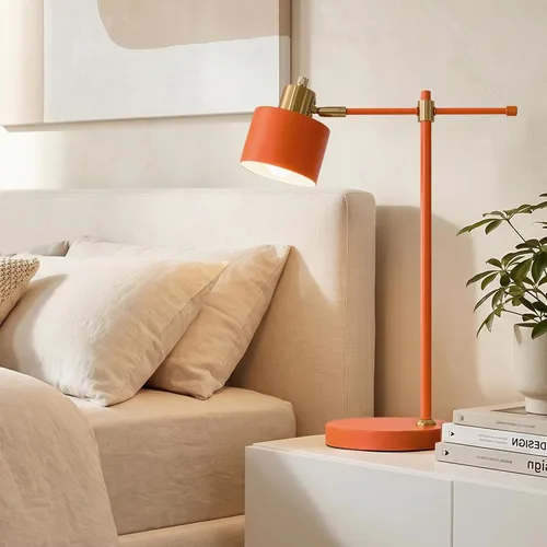 Vista 5 de OYEARS Lámpara de escritorio moderna de 22.2 pulgadas, lámpara de mesa de metal con bombilla LED, lámparas de lectura ajustables para sala de estar
