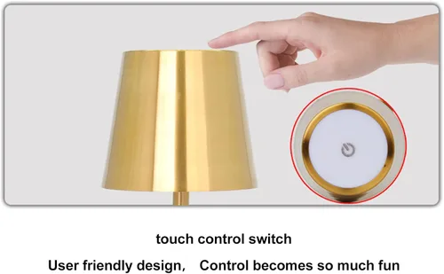 Vista 6 de ASHATA Lámpara táctil LED, lámpara inalámbrica, moderna, simple, recargable, de alto brillo, regulable, interruptor táctil inalámbrico