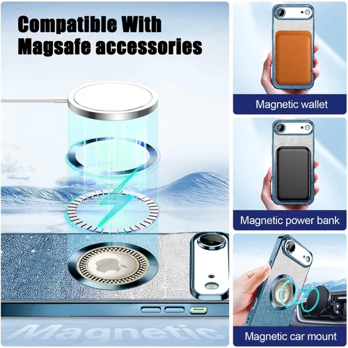 Vista 159 de Misscase Funda magnética con purpurina para iPhone 11 compatible con MagSafe, protección completa, delgada, a prueba de golpes, antiarañazos