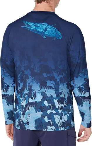 Vista 4 de Huk Pursuit Vented LS para hombre Refracción Fish Fade - San Sal/Wahoo