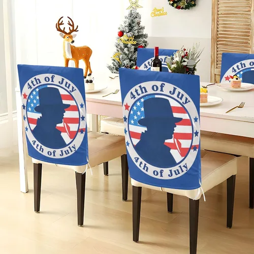 Vista 4 de 4th of July Independence Dayblue Silhouette Decorative Chair Seat Cover for Hotel Soft Dining Room Seat Covers cubre sillas para comedor Set of 6