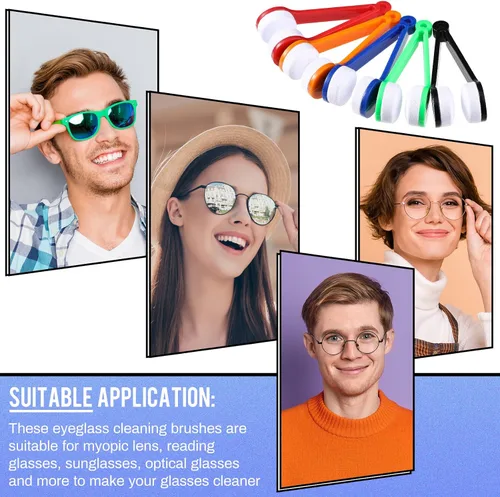 Vista 5 de 40 piezas mini cepillo limpiador de gafas, limpiador de gafas de microfibra Herramienta de limpieza suave Gafas Clip de limpieza para gafas