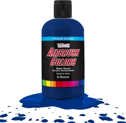 Vista 16 de U.S. Art Supply Pintura acrílica opaca para aerógrafo color azul aguamarina, botella de 1 onza, colores a base de agua no tóxicos de grado