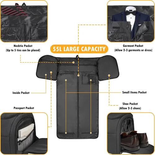 Vista 2 de Pucuwu - Bolsas de viaje para ropa de viaje, convertible para hombres y mujeres, almacenamiento en seco y húmedo, compartimento para zapatos, 2 en 1