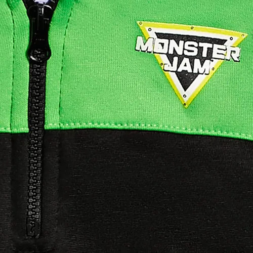 Vista 5 de Monster Jam Sudadera con capucha de forro polar con media cremallera, color negroverde, Verde, metálico
