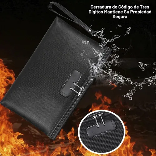 Vista 2 de Bolsa de dinero ignífuga con cerradura, bolsa para efectivo, 11.2 x