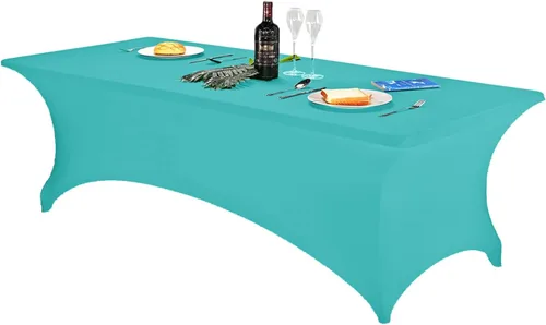 Vista 56 de FORLIFE - Funda de mesa de elastano, mantel ajustado de 4 pies para mesas rectangulares, funda elástica para patio, universal para bodas, banquetes