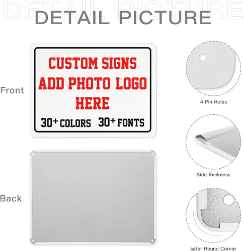 Vista 6 de Letreros personalizados de metal resistentes a la intemperie de 8 x 6 pulgadas, letreros personalizados para letreros de intersección, letreros