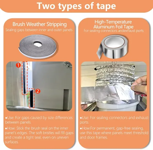 Vista 8 de Kit de Ventilación de AC para Puerta Corredera de 95" con Manguera Extensible de Φ 5.1" con Cerradura de Seguridad y Burletes Contra la Intemperie