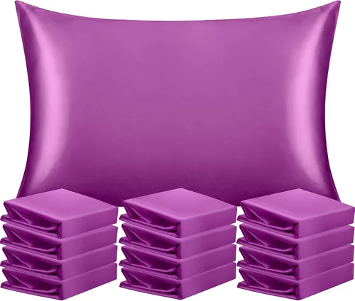 Vista 58 de NTBAY Paquete de 2 fundas de almohada estándar de satén para cabello y piel, lujosas y sedosas fundas de almohada con cierre de sobre, 20 x 26