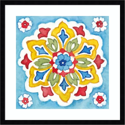 Vista 6 de Amanti Art Lienzo enmarcado para pared, 21 x 21 pulgadas, diseño de azulejos turcos IV de Cynthia Coulter, póster enmarcado para decoración