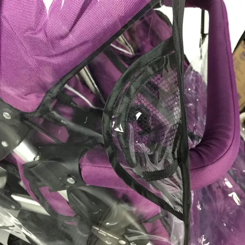 Vista 5 de Funda de lluvia para cochecito doble, protector contra la intemperie de tamaño universal para cochecito de bebé doble lado a lado.