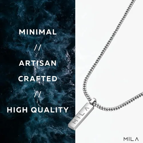 Vista 8 de Collar para hombre Collar con colgante en L Unisize L cadena de acero inoxidable para hombres y mujeres, collares geniales, cadena alternativa