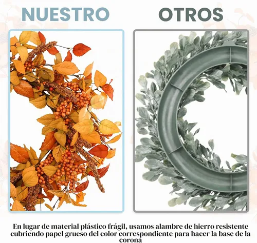 Vista 6 de YNYLCHMX Corona de otoño de 20 pulgadas para puerta delantera, eucalipto y Corona de otoño artificial